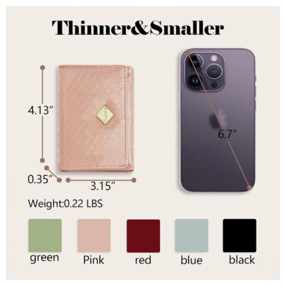 AUGUST 18 Small Trifold Slim Wallet ID/Photo Card Holder For Women - Picture 6 of 7